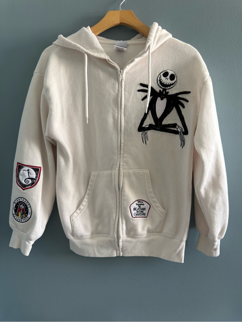 Disney Nightmare Before Christmas Women’s Ivory Full Zip Hoodie